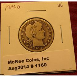 1160. 1914-D Barber Quarter VG