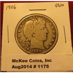1175. 1906 P Barber Half Dollar VG10