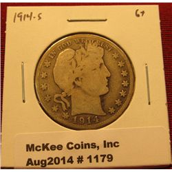 1179. 1914-S Barber Half Dollar G+