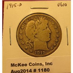 1180. 1915-D Barber Half Dollar VG10