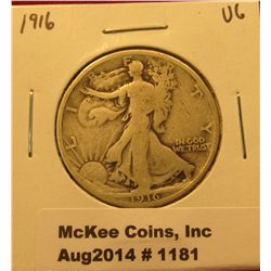 1181. 1916 P Walking Liberty Half Dollar VG