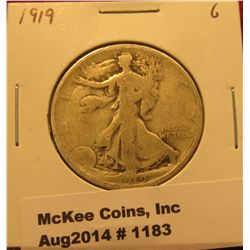 1183. 1919 P Walking Liberty Half Dollar G