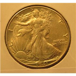 1187. 1941-D Walking Liberty Half Dollar AU 58
