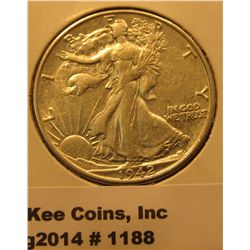 1188. 1942-S Walking Liberty Half DollarEF+