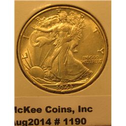 1190. 1943-D Walking Liberty Half Dollar AU 58