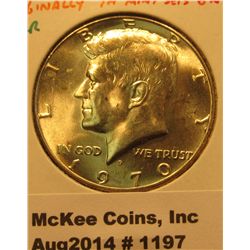 1197. 1970-D Kennedy Half BU  – low mintage, originally available in Mint Sets only
