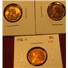 Image 1 : 1208. 3 Lincoln Cents – 1936 PDS, all BU  RED, part of set break