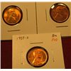 Image 1 : 1209. 3 Lincoln Cents – 1937 PDS, all BU  RED, part of set break
