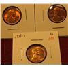 Image 1 : 1210. 3 Lincoln Cents – 1938 PDS, all BU  RED, part of set break