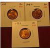 Image 1 : 1220. 3 Lincoln Cents – 1948 PDS, all BU  RED, part of set break