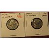Image 1 : 1232. 2 Jefferson Nickels – 1942-D BU  FULL STEPS & 1942-S (War Silver) BU  toned, part of set break