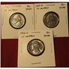 Image 1 : 1242. 3 Jefferson Nickels – 1952 PDS, all BU  toned, part of set break, all in Cointains