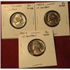 Image 1 : 1243. 3 Jefferson Nickels – 1953 PDS, all BU  toned, part of set break, all in Cointains