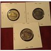 Image 2 : 1244. 3 Jefferson Nickels – 1954 PDS, all BU  toned, part of set break, all in Cointains