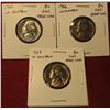 Image 1 : 1249. 3 Jefferson Nickels – 1965, 1966 & 1967, all SMS proof like, part of set break, all in Cointai