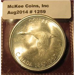 1259. 1967 Canada Silver Dollar BU