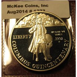 1273. 1992-P Proof ColumBU s Quincentenary commemorative US Silver Dollar