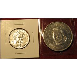 1274. 2 aluminum tokens – Albert Einstein and Neil ArMStrong, First man on the Moon