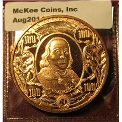 1275. 1 ounce copper round – Benjamin Franklin from $100 banknote design