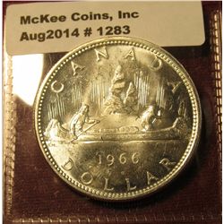 1283. 1966 Canada Silver Dollar, BU