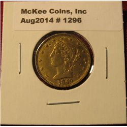 1296. Vintage 1849 California Gold Rush token – made to resemble a US $5 gold piece, features a 49er