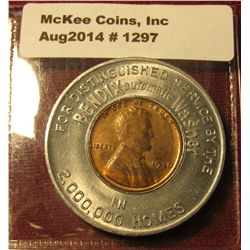 1297. Encased Lucky 1946 Wheat Penny advertising for Bendix Automatic Washers