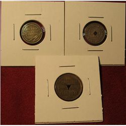 1299. 3 Transit tokens – Atlanta Transit Company, Savannah Trans. Co (features an azalea bloom), & P