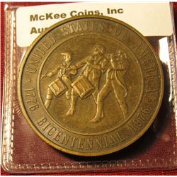 1301. The Spirit of ’76 Bicentennial Celebration 1776-1976 commemorative medal with fife and druMS o