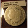 Image 1 : 1303. 1893-CC Morgan Silver Dollar G/VG with an old cleaning – clear date and mint mark, still a tou