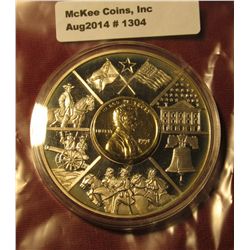 1304. Gold plated Lincoln Cent on a Silver plated medal featuring American Currencies