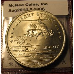 1306. 1991 Hutt River Province Desert Storm AH-64 Apache Attack Helicopter coin with paperwork
