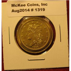 1319. 1838-D $5 Gold advertising coin Al AdaMS / Gold Rush Gallery, Dalohnega, GA