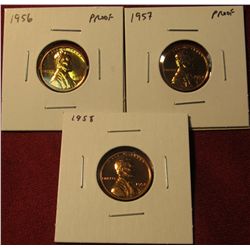 1326. 3 Proof Lincoln Wheat Cents – 1956 P, 1957 P & 1958 P