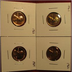 1327. 4 Proof Lincoln Memorial Cents – 1961 P, 1962 P, 1963 P & 1964 P