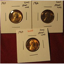 1328. 3 Special Mint Set (SMS) Lincoln Memorial Cents – 1965 P, 1966 P & 1967 P