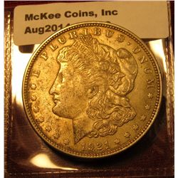 1356. 1921 P Morgan Silver Dollar AU with subdued luster