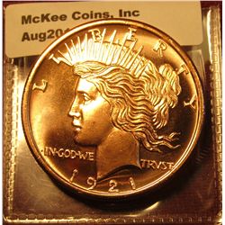 1358. 1 ounce copper round – 1921 Peace Dollar design