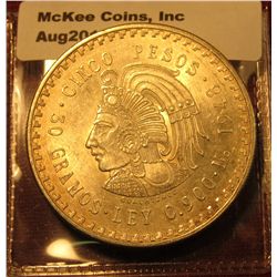 1359. 1948 Mexico 5 Pesos Coin BU  – LARGE silver dollar sized coin