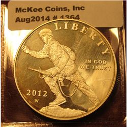 1364. 2012-W US Infantry Soldier commemorative Silver Dollar, impaired Proof