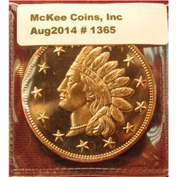 1365. 1 ounce copper round – Indian Head Penny obverse design