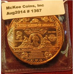 1367. 1 ounce copper round – George Washington from $2 banknote design