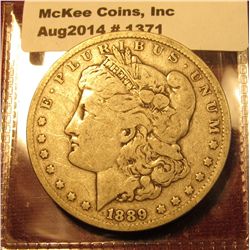 1371. 1889-O Morgan Silver Dollar F details graffiti / initials obverse