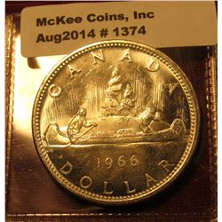 1374. 1966 Canada Silver Dollar BU