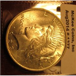 1377. 1923 P Peace Silver Dollar BU  lightly toned