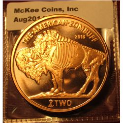 1387. 1 ounce copper round – 2018 ZomBU ff (from the popular ZomBU cks series) design – features a s