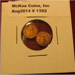 1392. Mini-money – 2 miniature versions of gold coins – St. Gaudens and Krugerrand