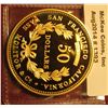 Image 2 : 1393. Gold plated Copy of an 1855 Wass Molitor & Co. San Francisco $50 gold coin, marked COPY
