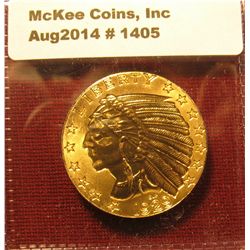 1405. Oversized 1929 $5 Indian gold coin, gold-plated, marked COPY