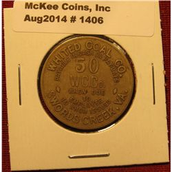 1406. Coal company scrip – Whited Coal Co., Swords Creek, VA 50¢