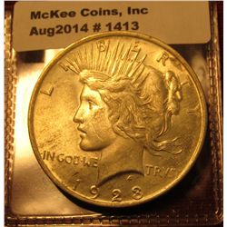 1413. 1923 P Peace Silver Dollar BU , MS63+
